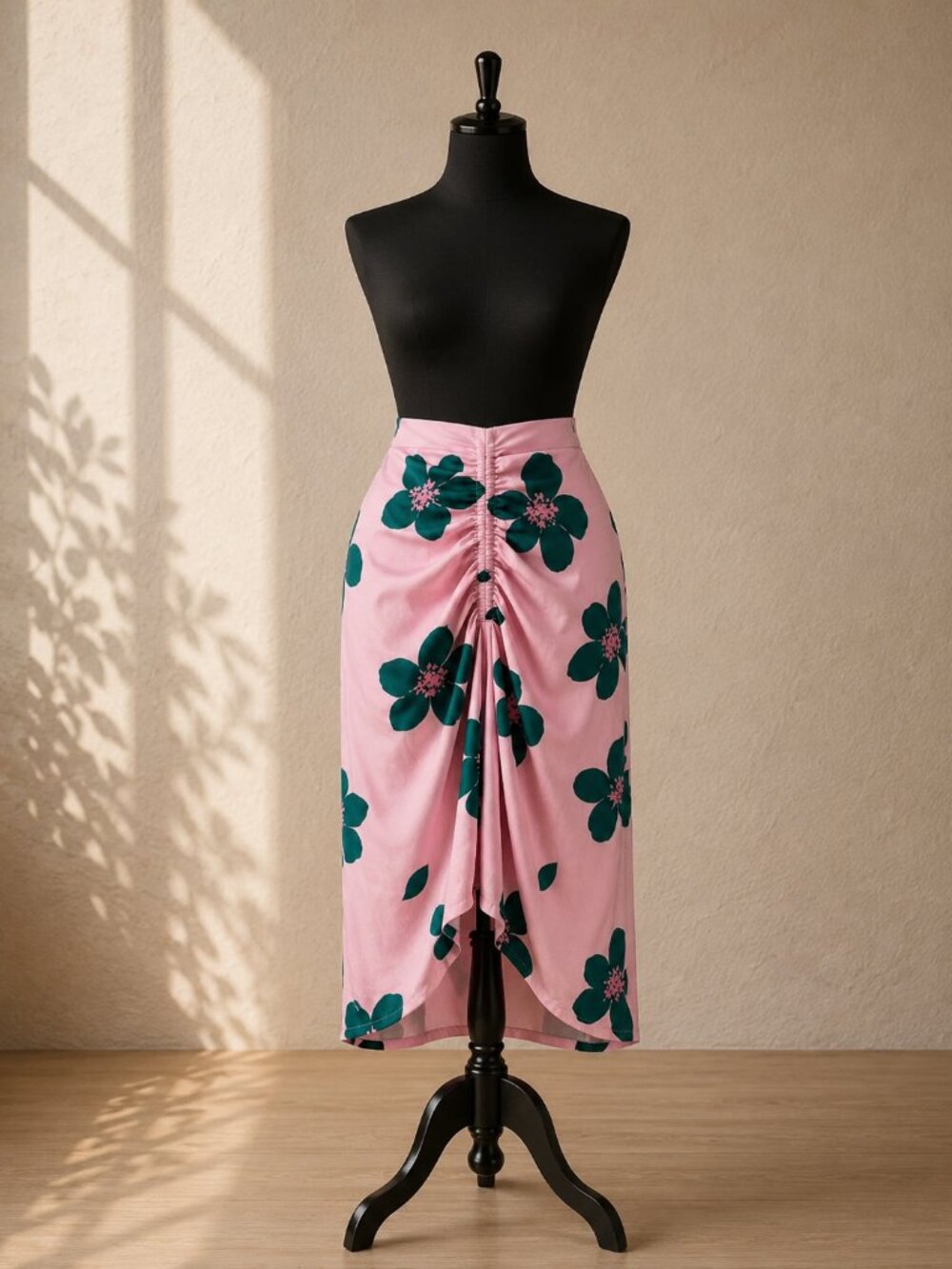 Kate Spade Pink Grand Flora Cupro Ruched Midi Skirt Size 2
